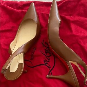 Christian Louboutin Tan Leather Slingback Heels